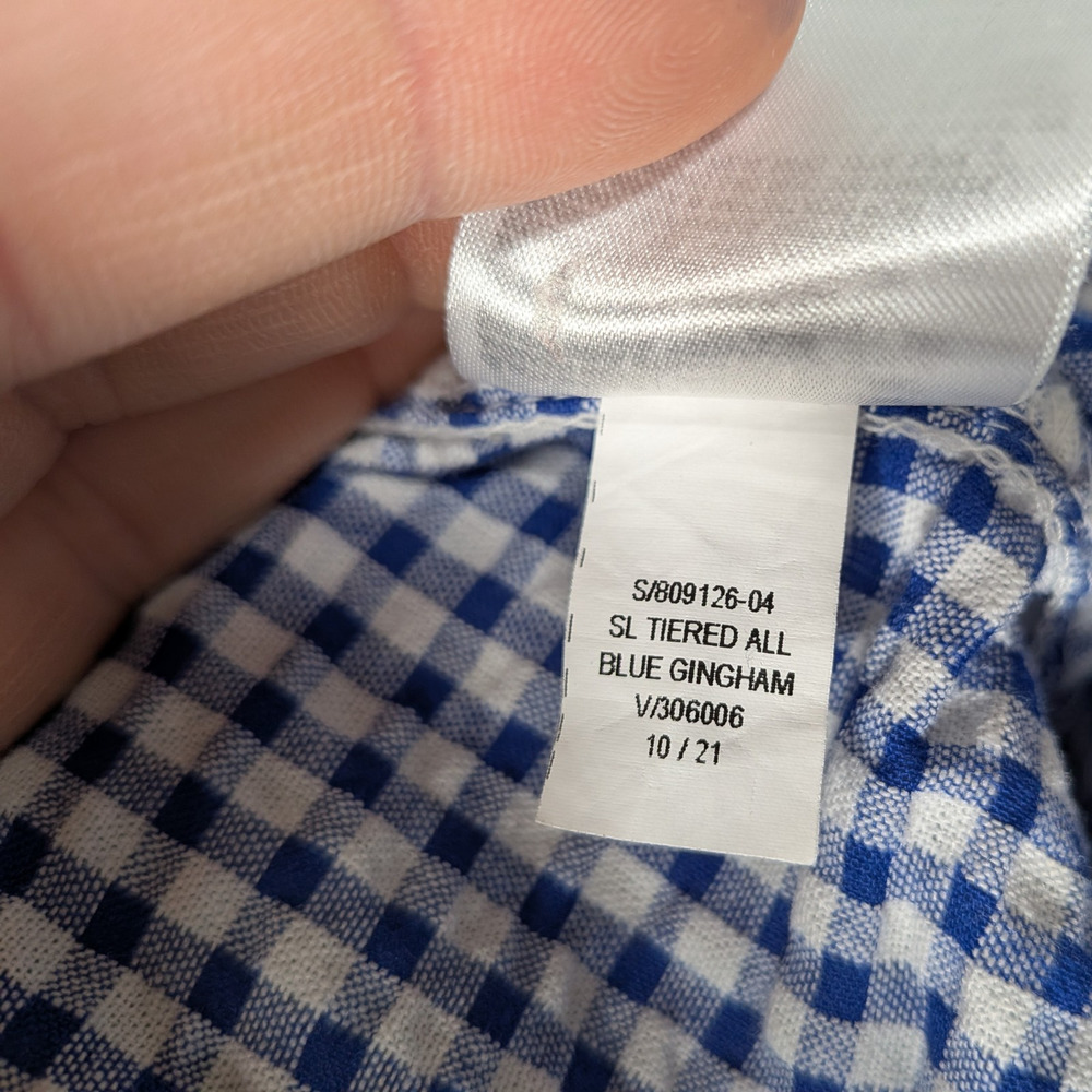 Old Navy Gingham Maxi Dress Xl Blue White Tiered Cottagecore Picnic Oz Dorothy - Picture 12 of 12